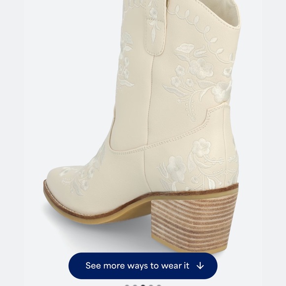 MIA Ivory Floral Heeled Boots - Picture 3 of 3